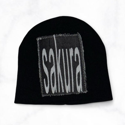 tall text denim patch Beanie