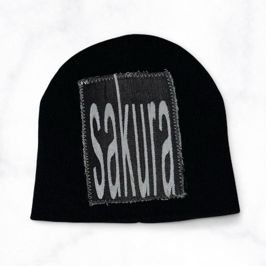 tall text denim patch Beanie