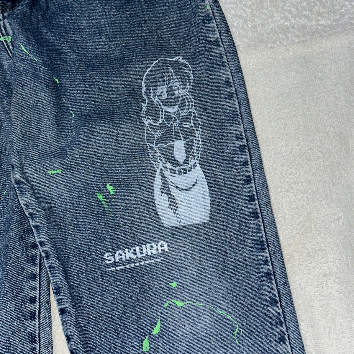 Splatter Anime Print Jeans