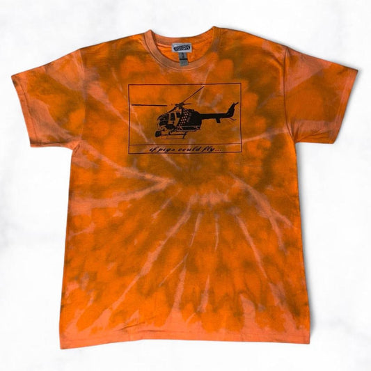 ‘if pigs could fly’ Tee Orange Tie Dye