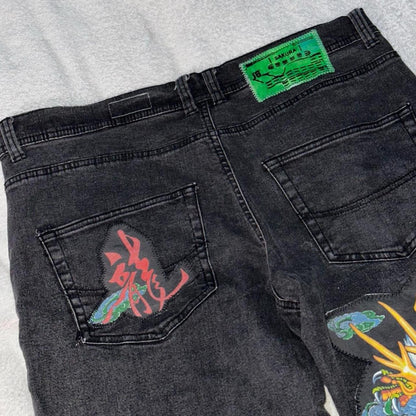 Dragon Patch Straight Jeans