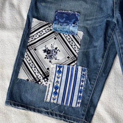 ‘Indigo’ Scrap Patchwork Jorts