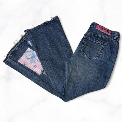 Scrap Fabric Patchwork Flare Jeans