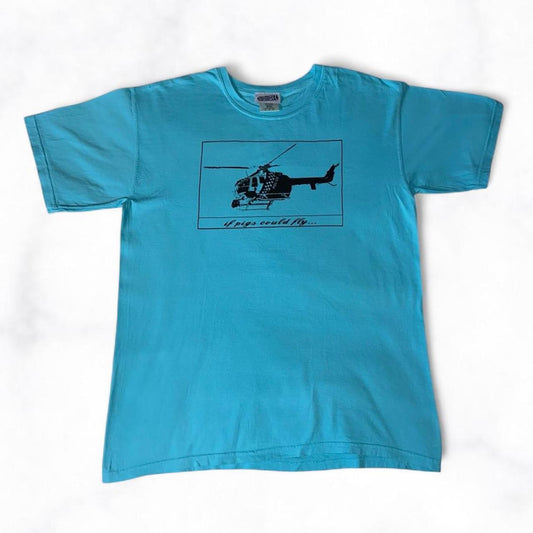 ‘if pigs could fly’ Tee Baby Blue