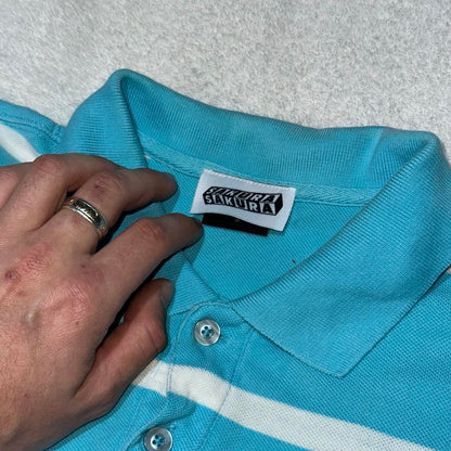 SMOKING CAUSES SWAG Polo Shirt Blue Striped
