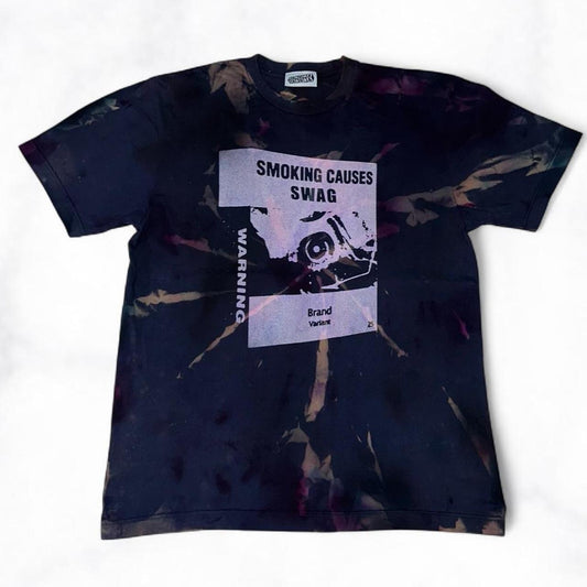 SMOKING CAUSES SWAG Reverse Tee Tie Dye Navy
