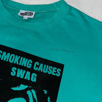 SMOKING CAUSES SWAG Boxy Jumper Teal