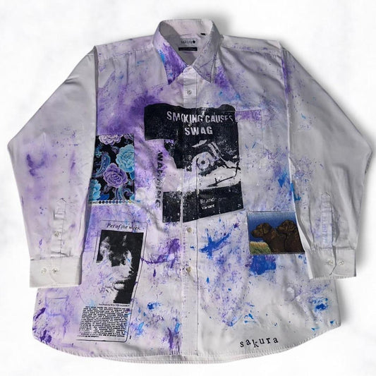 SMOKING CAUSES SWAG Paint Splatter / Patch Button Up
