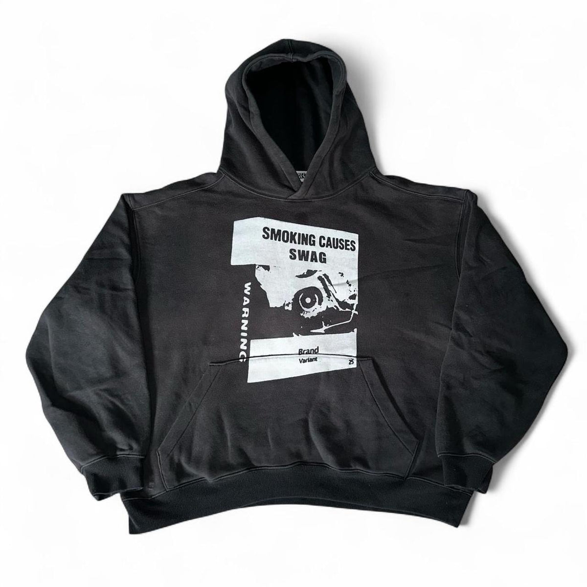 SMOKING CAUSES SWAG Boxy Hoodie Black