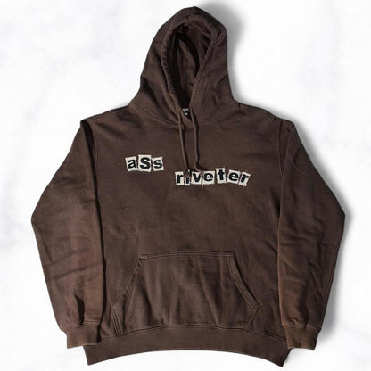‘ass riveter’ Patch Hoodie Brown