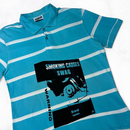 SMOKING CAUSES SWAG Polo Shirt Blue Striped