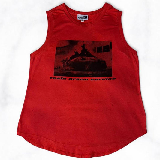 tesla arson service Singlet Red