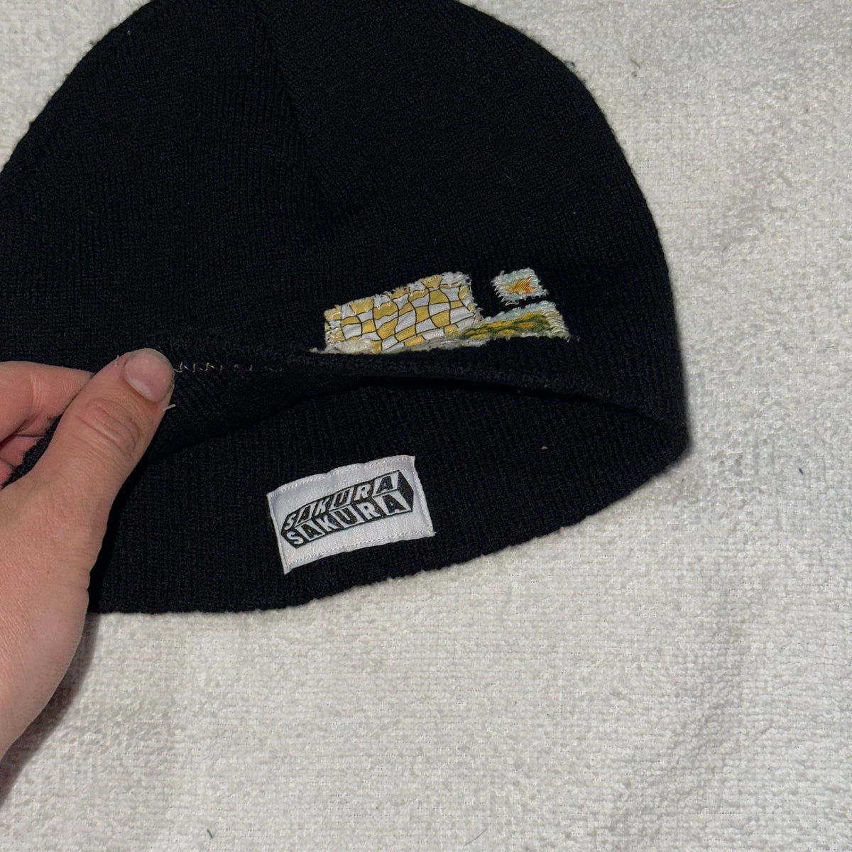 Black Patchwork Beanie
