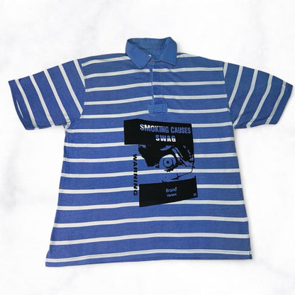 SMOKING CAUSES SWAG Polo Shirt Blue Striped