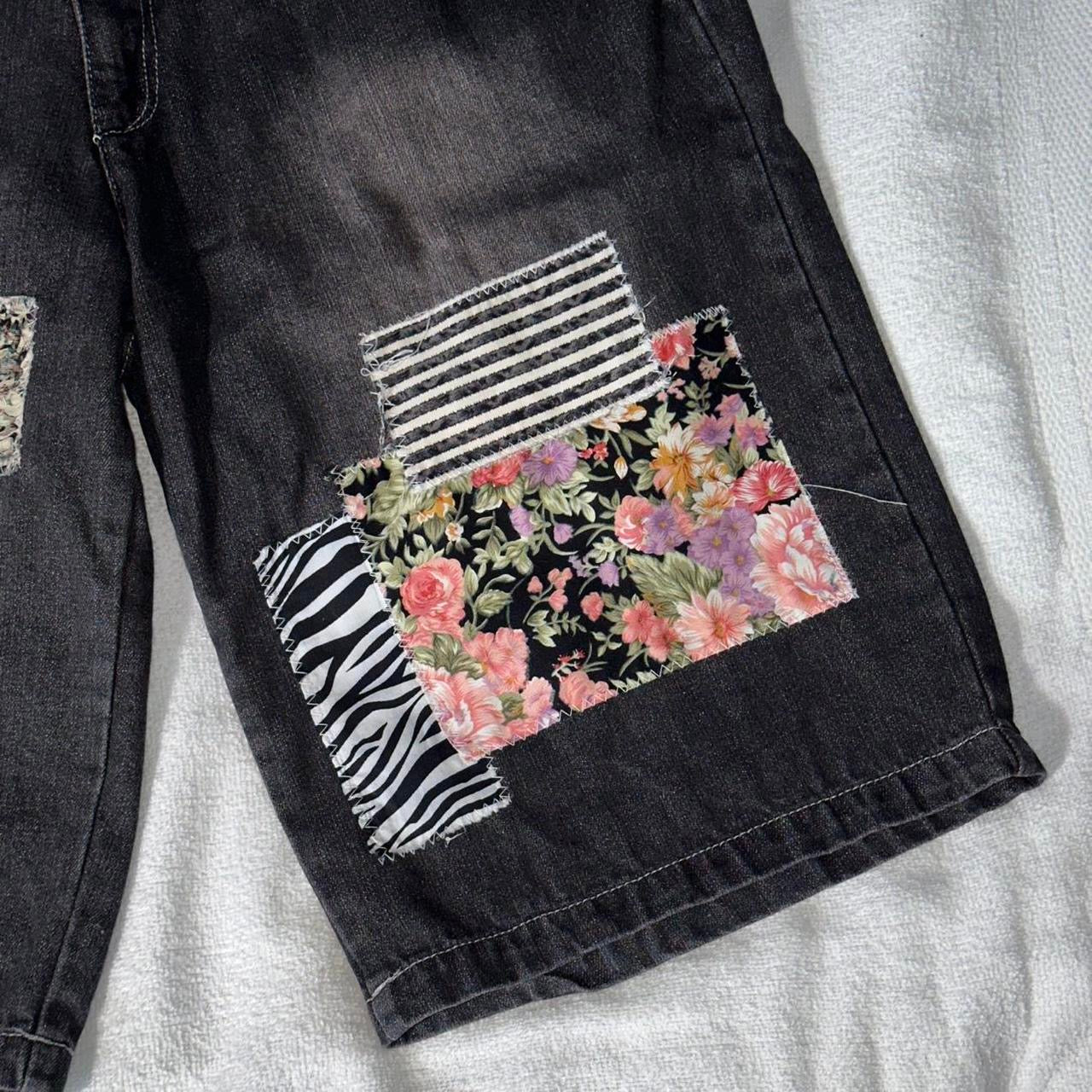 Scrap Patchwork Jorts Black