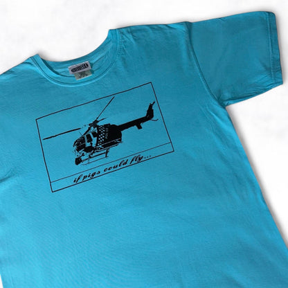 ‘if pigs could fly’ Tee Baby Blue