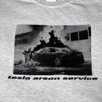tesla arson service Tee Grey